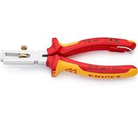 KNIPEX Insulation Stripper with Opening Spring, Universal in Blister Chrome-Plated Insulated with Multi-Component Grips, VDE-Tested, 11 06 160 T BK