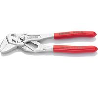 KNIPEX 86 03 150 mini pliers wrench – pliers and spanner in a single tool, chrome-plated, plastic-coated, 150 mm