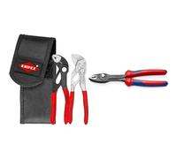 Knipex Mini pliers set in belt tool pouch (self-service card/blister) 00 20 72 V04 & TwinGrip Slip Joint Pliers black atramentized, with multi-component grips 200 mm 82 02 200