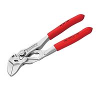 KNIPEX Mini Pliers Wrench Pliers and a Wrench in a Single Tool Self-Service Card Chrome-Plated with Plastic Coating 125 mm, 86 03 125 SB