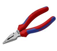 KNIPEX 08 22 145 Needle-Nose Combination Pliers black atramentized with multi-component grips 145 mm, red/blue/silver