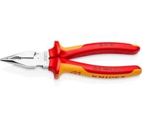 KNIPEX Needle-Nose Combination Pliers Chrome-Plated Insulated, 08 26 185 | With Multi-Component Grips; VDE-Tested 185 mm