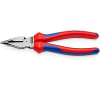KNIPEX 08 22 185 SB Needle-Nose Combination Pliers with Multi-Component Grips Black atramentized 185