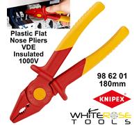 Knipex Plastic Flat Nose Pliers insulating plastic, with soft plastic zone for better grip 180 mm 98 62 01