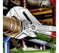 KNIPEX Pliers Wrench, Chrome-Plated, 400 mm, Grips Continuously Up to 68 mm, Fine Adjustment by Button Push, Adjustable Wrench, 86 03 400
