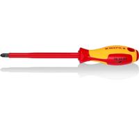 Knipex Screwdriver for cross recessed screws Pozidriv® burnished, insulating multi-component handle, VDE-tested 270 mm 98 25 03