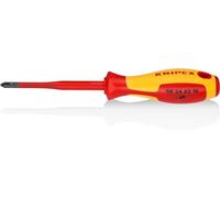 Knipex Screwdriver (Slim) for cross-recessed screws Phillips® burnished, insulating multi-component handle, VDE-tested 212 mm 98 24 02 SL
