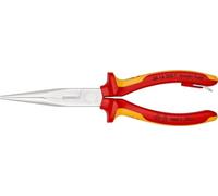 KNIPEX Snipe Nose Side Cutting Pliers (Stork Beak Pliers) in Blister Chrome-Plated Insulated with Multi-Component Grips, VDE-Tested, 26 16 200 T BK