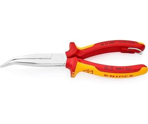 KNIPEX Snipe Nose Side Cutting Pliers (Stork Beak Pliers) in Blister Chrome-Plated Insulated with Multi-Component Grips, VDE-Tested, 26 26 200 T BK