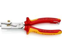 Knipex StriX® Insulation strippers with cable shears chrome-plated, insulated with multi-component grips, VDE-tested with integrated tether attachment point for a tool tether 180 mm 13 66 180 T