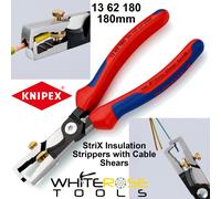 KNIPEX Strix Insulation Strippers with Cable Shears with Comfort Handles 180 mm, 13 62 180