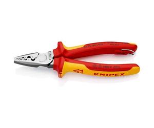 Knipex Tethered VDE 180mm Wire/Cable Cutter/Stripper,Crimping Ferrules Plier