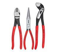 KNIPEX Tools 00 20 08 US1 Long Nose, Diagonal Cutter, and Alligator Pliers 3-Piece Tool Set, Red (Packaging May Vary)