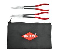 KNIPEX Tools - 2 Piece Extra Long Needle Nose Pliers Set with Keeper Pouch (28 71 280, 28 81 280 and 9K 00 90 12 US) (9K0080128US)