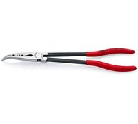 KNIPEX Tools - Extra Long Needle Nose Pliers, 45 Degree Angled Jaws (2881280), Red