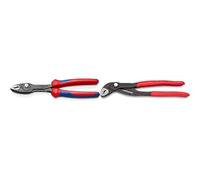 Knipex TwinGrip Slip Joint Pliers black atramentized, with multi-component grips 200 mm 82 02 200 & Cobra® High-Tech Water Pump Pliers grey atramentized, with non-slip plastic coating 250 mm 87 01 250