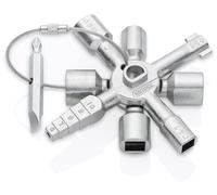 KNIPEX Twinkey Control Cabinet Key, for All Common Locking Systems, 10 Profiles,