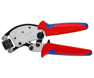 KNIPEX Twistor T Self-Adjusting Crimping Pliers for Wire ferrules with rotatable die Head in Blister Chrome-Plated with Multi-Component, 97 53 19 SB