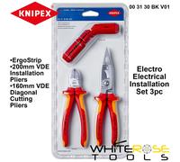 Knipex VDE Electrical Installation Set 3pc ErgoStrip Diagonal Cutters Pliers