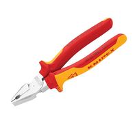 KNIPEX High Leverage Combination Pliers Self-Service Card, 02 06 180 SB | Chrome-Plated Insulated with Multi-Component Grips; VDE-Tested 180 mm