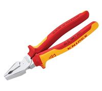 KNIPEX High Leverage Combination Pliers Chrome-Plated Insulated with Multi-Component Grips, VDE-Tested 200 mm, 02 06 200