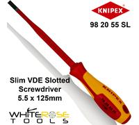 Knipex VDE Screwdriver Slotted Slim Insulated 1000V Electricians 5.5 x 125mm