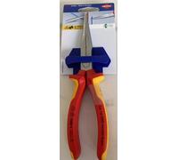 Knipex Long Snipe Nose Side Cutting Pliers with Plastic Handle 26 16 200 SB 73 mm Chrome Vanadium Steel Silver