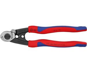 KNIPEX Wire Rope Cutter Also for High-Strength Wire Rope Self-Service Card with Multi-Component Handles 160 mm, 95 62 160 SB