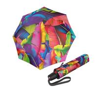 Knirps T.200 Duomatic Compact Rain Umbrella in Palm Multicolor- Wind Tunnel Tested to 93 mph, Aluminum Steel Fiberglass Frame, 38in Canopy, OEKO-TEX, High-Performance Automatic Travel Umbrellas