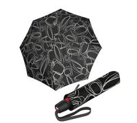 Knirps T.200 Medium Duomatic Automatic Open Close Rain Umbrella - Compact Windproof Umbrella for Rain - Travel Umbrella for Adults - 97cm Diameter Retractable Umbrella & Carrying Case, Pure Black