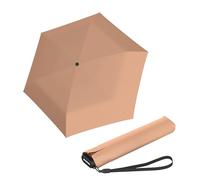 Knirps Ultra Light Slim Manual Open Rain Umbrella - Compact Travel Umbrella for Adults - Windproof, 90cm Diameter, Retractable with Carrying Case, Peach, 90 centimeters diameter, 21 centimeters height