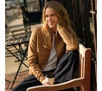 Knit and Quilt Bomber Jacket lands end Tan 20