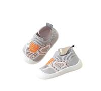 Knit Baby Sneakers, Breathable Mesh, Soft Flexible Non-Slip Sole, Lightweight First Walking Shoes (Grey, UK Footwear Size System, Infant, Age Range, Medium, 6 Months, 12 Months)