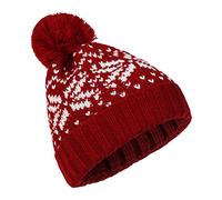 Knit Beanie, Christmas Fleece Lined, Norwegian Pattern | Winter Hat, Warm Fleece Lining, Knitted Fabric, Red Color, Skiing and Cycling, Men and Women, Holiday Wear