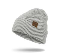 Knit Beanie for Men, Stretchy Soft Warm Daily Cuffed Winter Hats, Unisex Comfortable Wooly Beanie Gifts for Men/Him/Dad, Light Grey