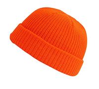 Knit Beanie Hat for Men Soft Thermal Winter Hats Knitted Wooly Turn Up Cap Stretch Thicken Casual Caps Cold Weather Accessories Solid Color Warm Sports for Snowboard Cycling Orange