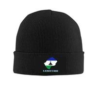 Knit Beanie Lesothan Flag Map Cozy Knitted Cap Warm Skull Cap for Women Men Hiking