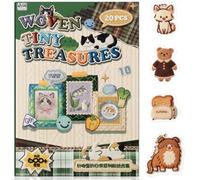 Knit Bits Series Sticker Scrapbooking Supplies for Junk Journal, 20 Sheets PET Stickers - Vintage Journaling Stickers
