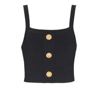 Knit Bralette Top with Buttons - female - Balmain - Sleeveless Tops - Black - S - Tops S
