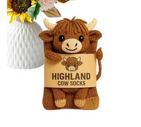 Knit Cow Doll, High land Cow Ornament for Christmas, Crochet Animal Toy for Home, Office, Nursery, Desk, Cute Cows Plush for Birthday, Farm Decor, Gift for Women Girls Kids