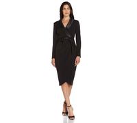 Adrianna Papell Women's Knit Crepe Tuxedo Wrap Dress Casual, Black, 14