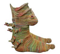 Knit Crocodile Socks, Alligator Socks, Warm Soft Funny Knitting Socks, Whimsical Alligator Floor Socks, Cartoon Crocodile Shape Knit Socks, Knit Crocodile Socks for Women (Chameleon socks, One Size)