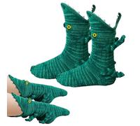 Knit Crocodile Socks Unisex Hand Knitted Cartoon Animal Shape Winter Warm Soft Socks Alligator Knitting Cuff Socks Unique Home Floor Socks for Christmas Gifts (1 Pair Crocodile)