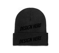 Knit Cuffed Beanie Hats Your Own Picture Text Logo Mens Womens Unisex Hats Black
