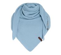 Knit Factory Coco Knitted Shawl - Triangle Scarf Women - Celeste - Knitted winter scarf - 190x85 cm - Manufactured in Europe - Ladies scarf - Including decorative pin