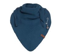Knit Factory Coco Knitted Shawl - Triangle Scarf Women - Petrol - Knitted winter scarf - 190x85 cm - Manufactured in Europe - Ladies scarf - Including decorative pin