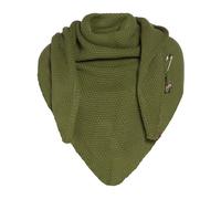 Knit Factory Coco Knitted Shawl - Triangle Scarf Women - Moss Green - Knitted winter scarf - 190x85 cm - Manufactured in Europe - Ladies scarf - Including decorative pin