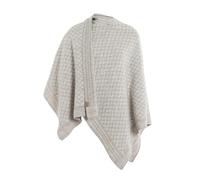 Knit Factory - Dusk Shawl Wrap - Knitted Poncho - Winter Women Poncho - Ladies Cape Coat - Shawls and Wraps - Blanket Scarf - Iced Clay/Beige - One Size