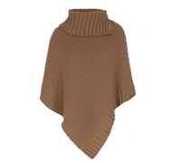 Knit Factory - Nicky Knitted Poncho - Premium Knitted Women Poncho - Ladies Cape Coat - Shawls and Wraps - Nude - One Size