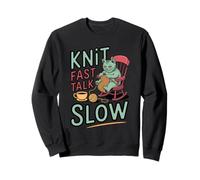 Knit Fast Talk Slow Funny Cat Lover Introvert Humor Sweatshirt